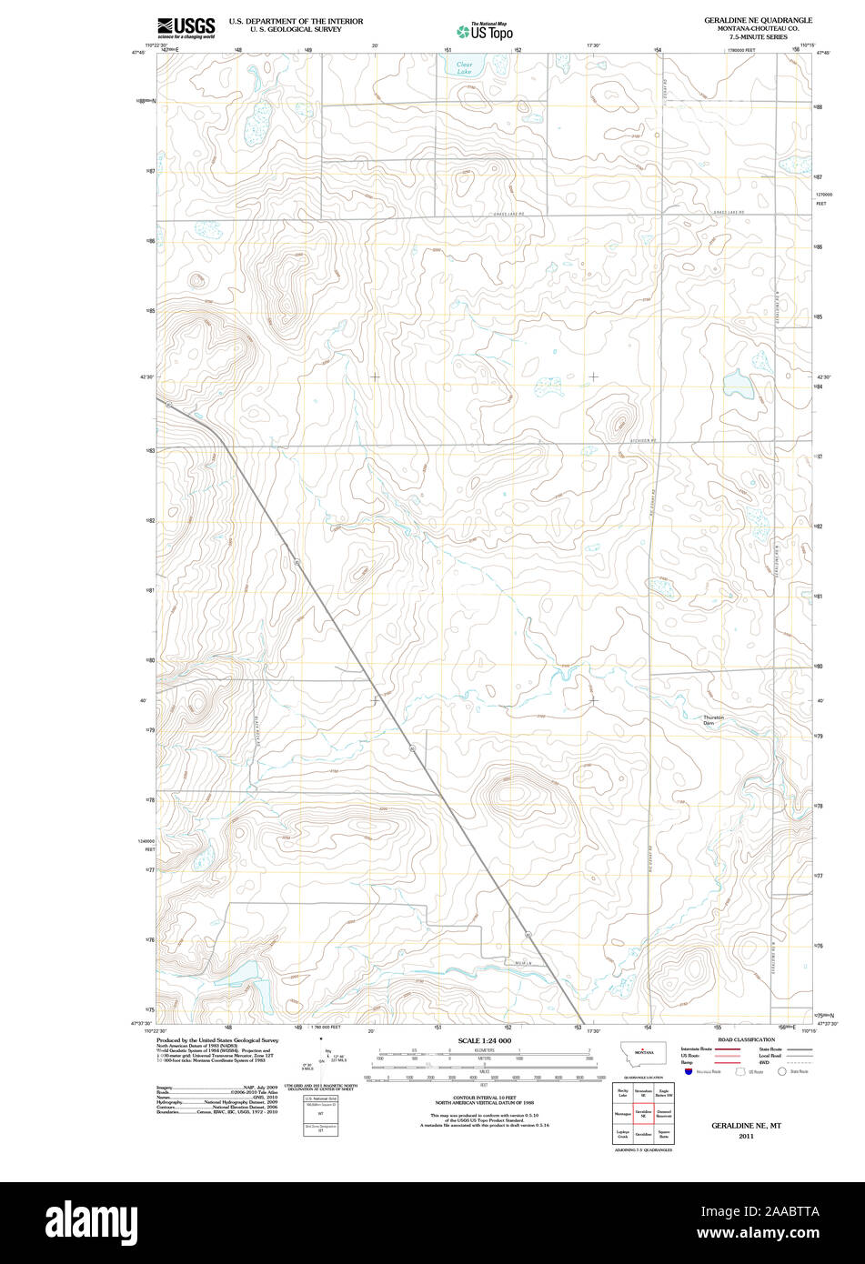 USGS TOPO Map Montana MT Geraldine NE 20110621 TM Restoration Stock