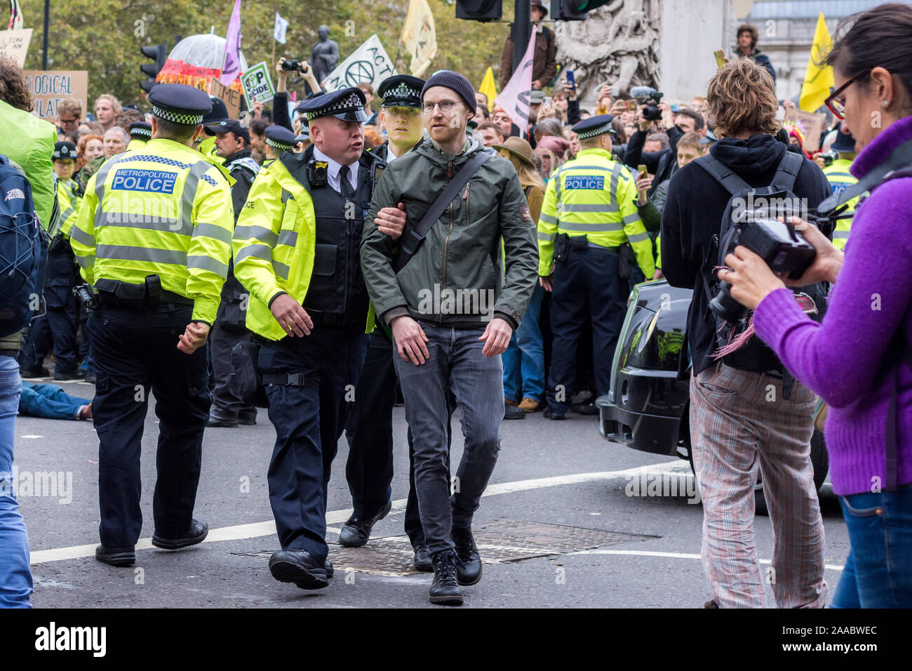 london-england-october-11-2019-extinction-rebellion-protester
