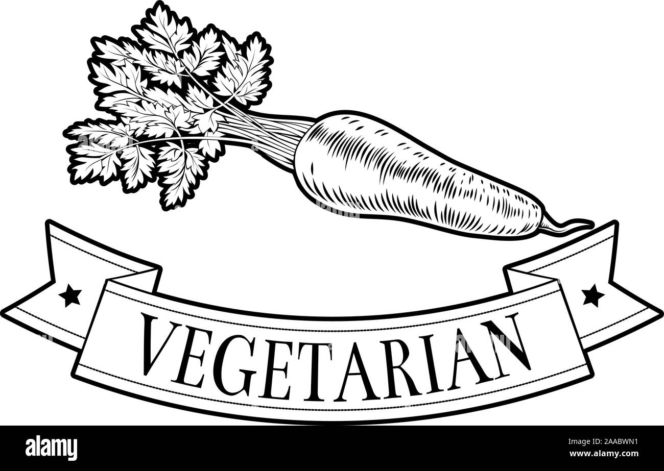 Carrot Food Vegetarian Sign Stock Vector
