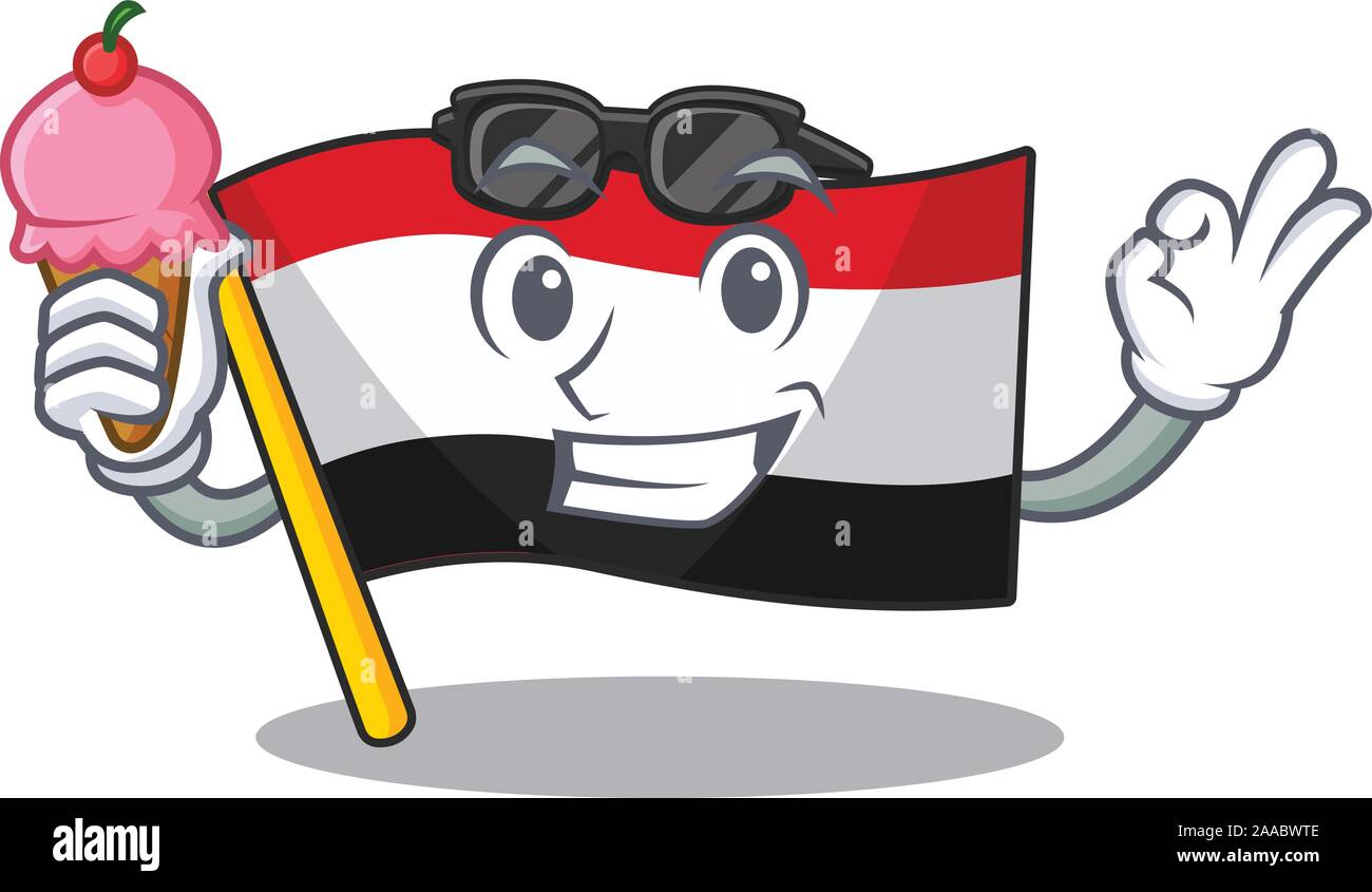 Flag yemen cartoon with in with ice cream character Stock Vector Image ...
