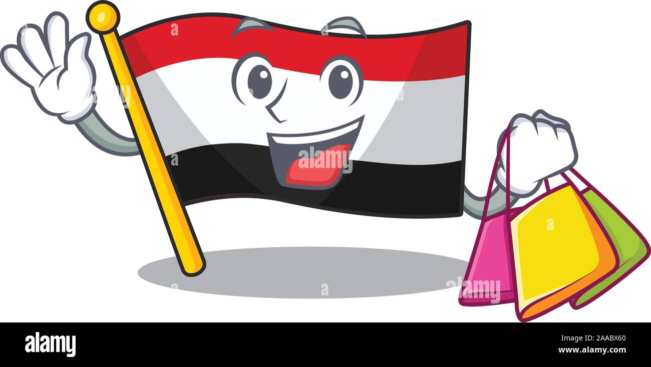Flag yemen cartoon with in shopping character Stock Vector Image & Art ...