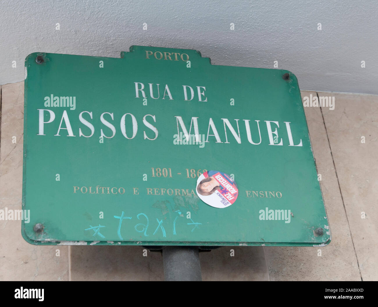 Street sign at Rua de Passos Manuel, Porto, Portugal Stock Photo