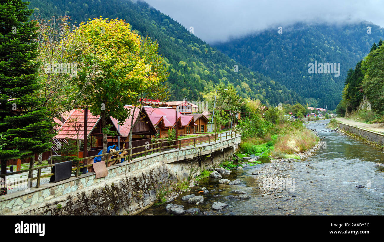 Trabzon Turkey October 9 2018 Uzungol Long Lake Area Most trabzon-turkey-october-9-2018-uzungol-long-lake-area-most