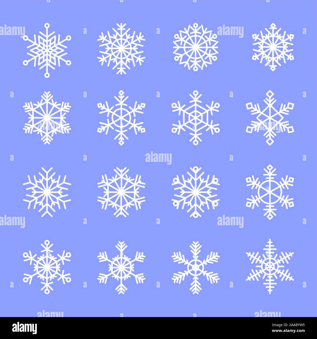 Set of elegant, openwork geometric vector snowflakes. Stock Vector