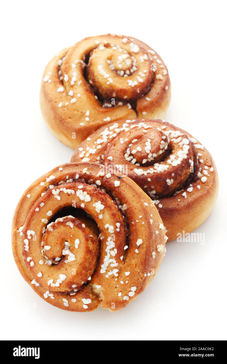 Cinnamon Buns Isolated On White Stock Photo - Alamy