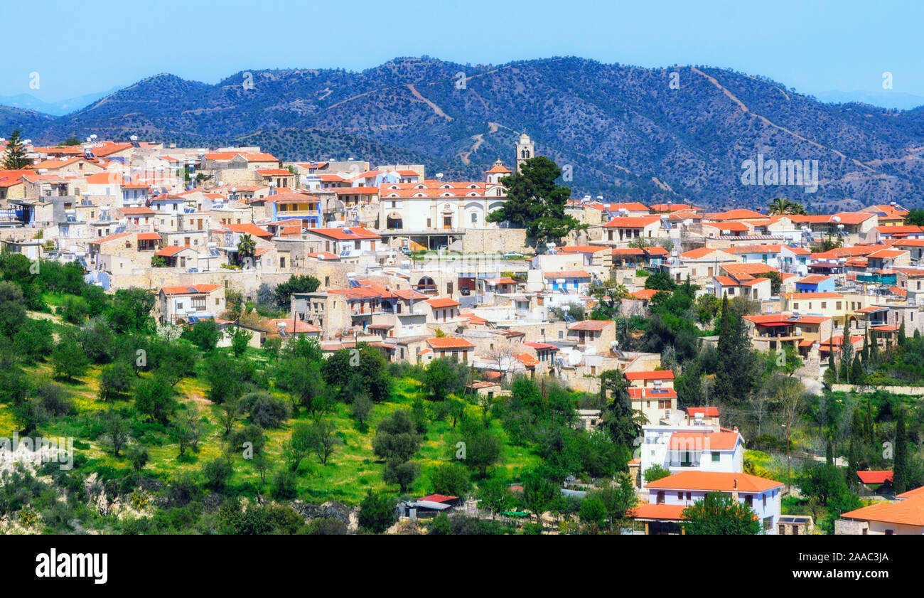 Panoramic view of Pano Lefkara village in Larnaca district, Cyprus