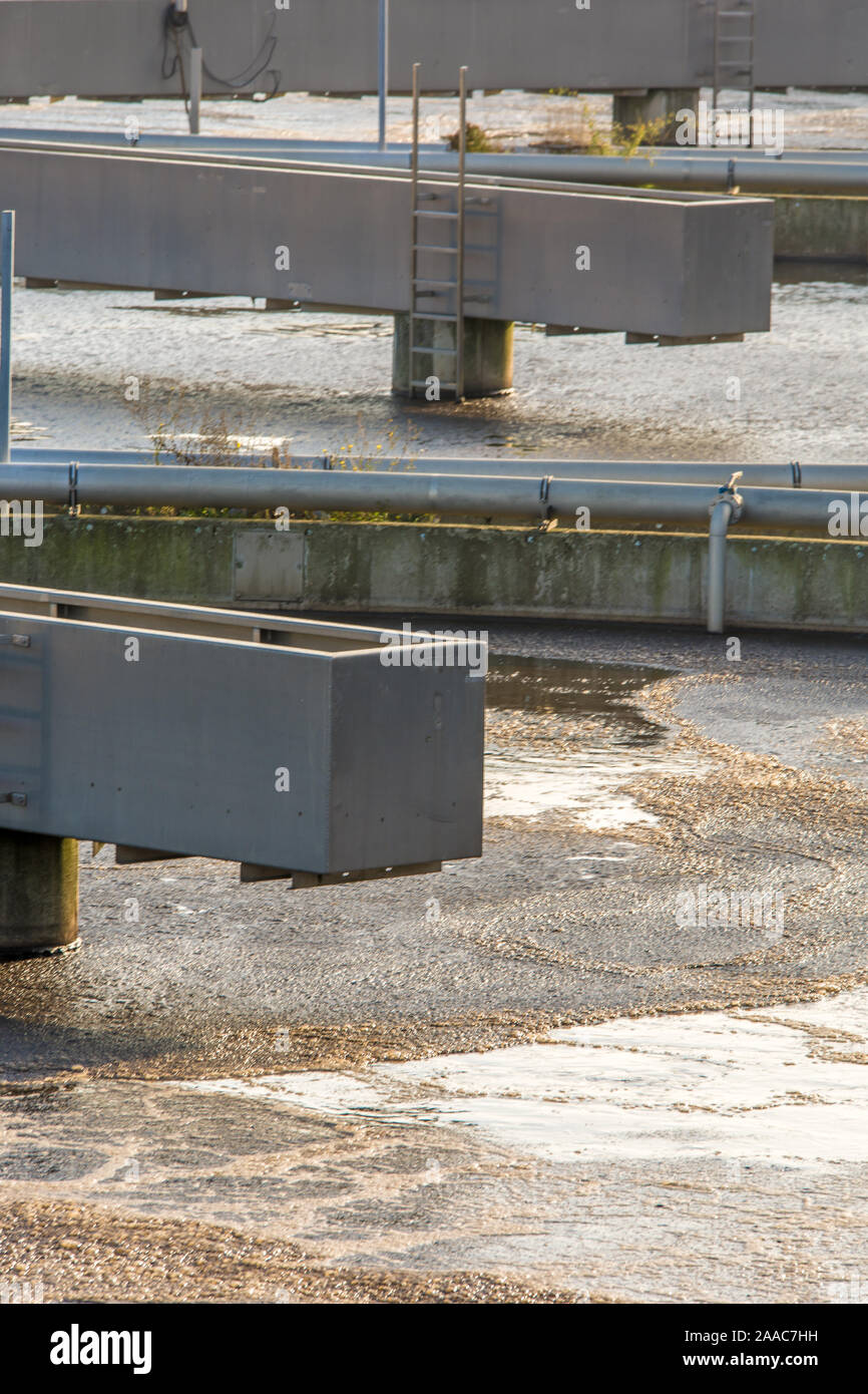 Dirty water is cleaned in a sewage treatment plant Stock Photo