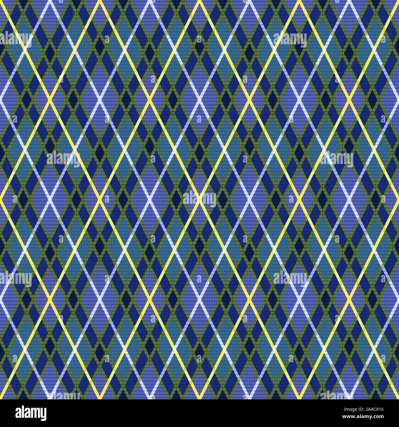 Rhombic seamless vector pattern as a tartan plaid mainly in blue muted ...