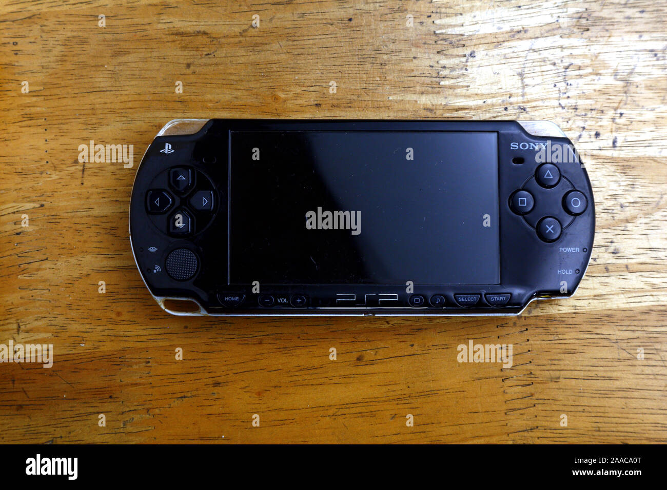 ANTIPOLO CITY, PHILIPPINES – NOVEMBER 20, 2019: Used and old portable game console on a table. Stock Photo