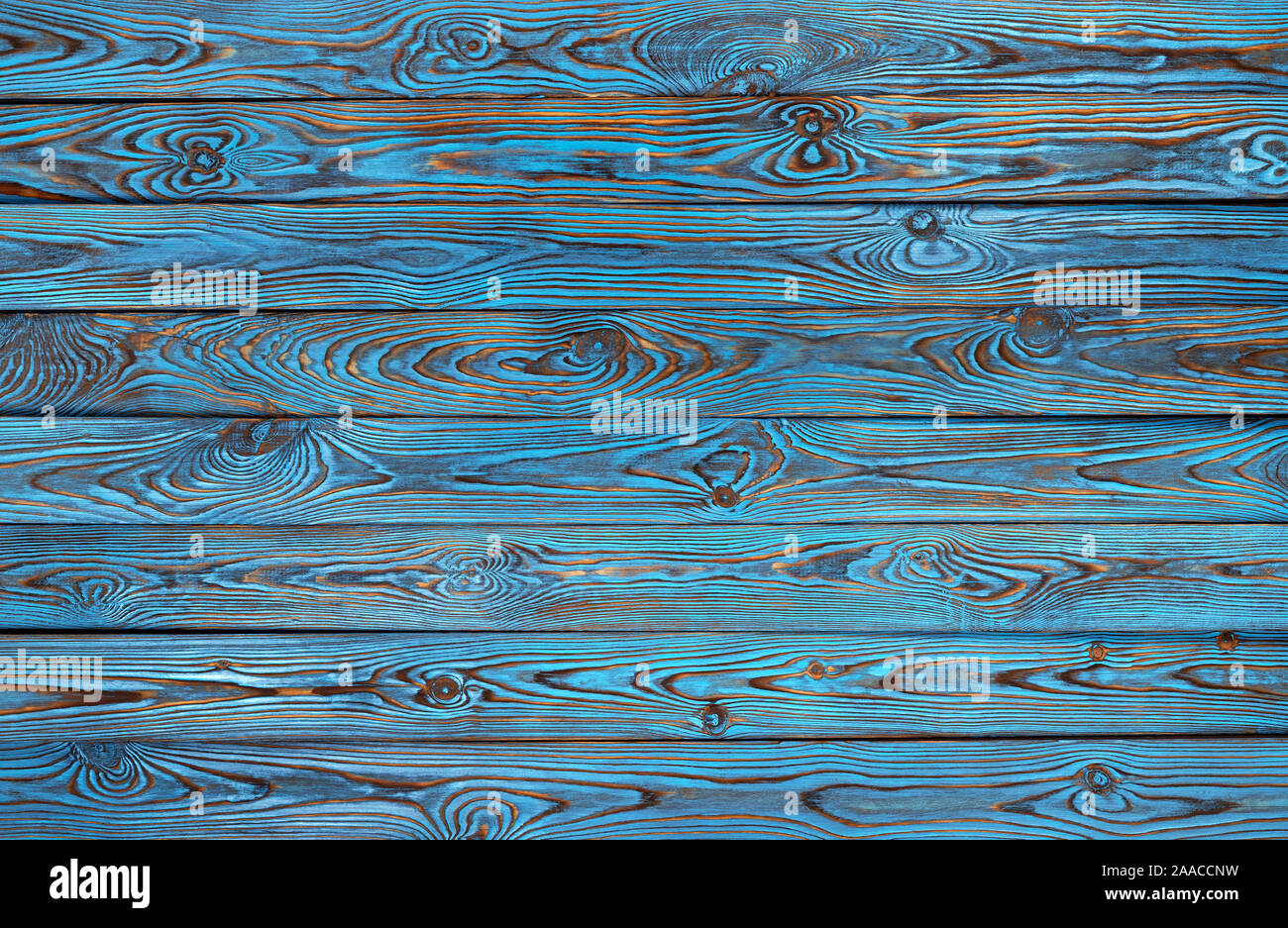 Blue wooden planks background, old and grunge blue colored wood texture Stock Photo