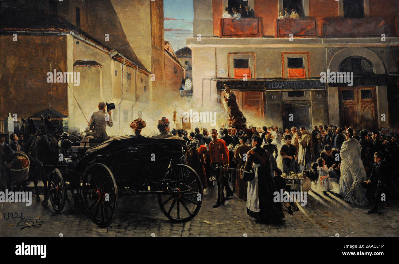 Manuel Fernandez Carpio (1853-1929). Spanish painter. Procession of Saint Anthony in Madrid, 1893. History Museum. Madrid. Spain. (On loan, Prado National Museum, Madrid). Stock Photo