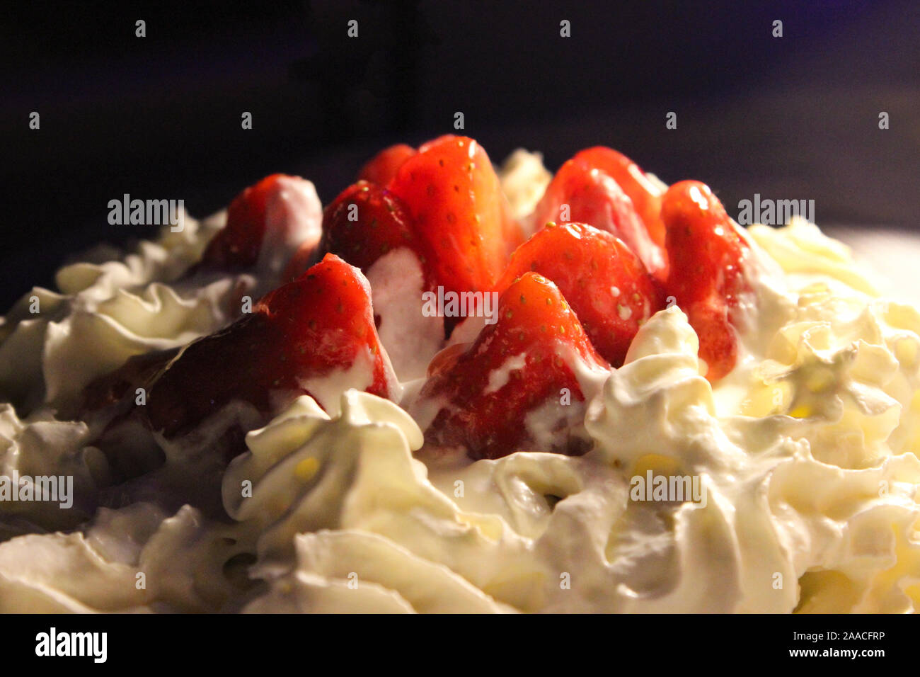 Strawberry pavlova/meringue Stock Photo
