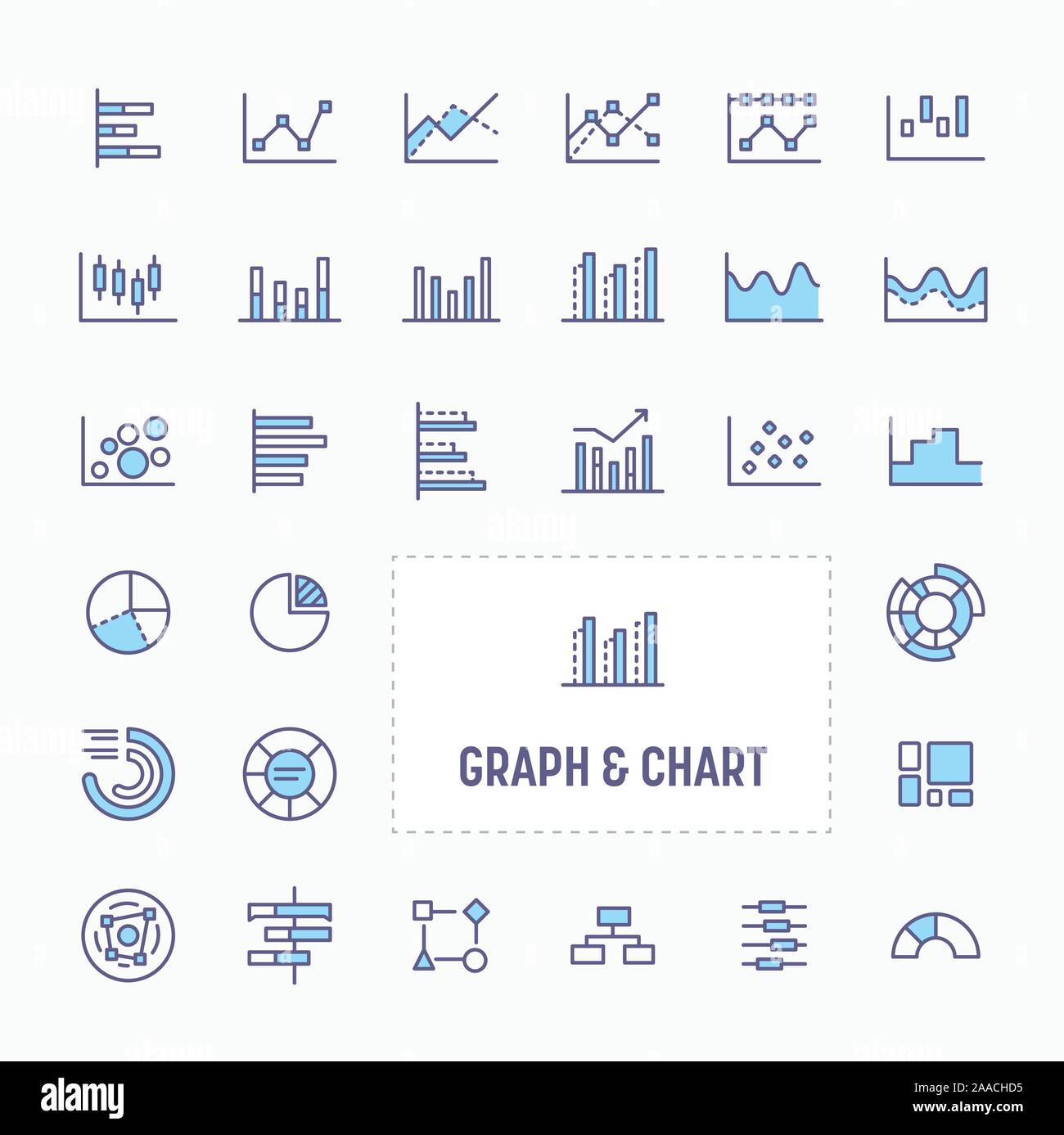 Graph, diagram and chart - thin line website, application & presentation icon. simple and minimal vector icon and illustration collection. Stock Vector