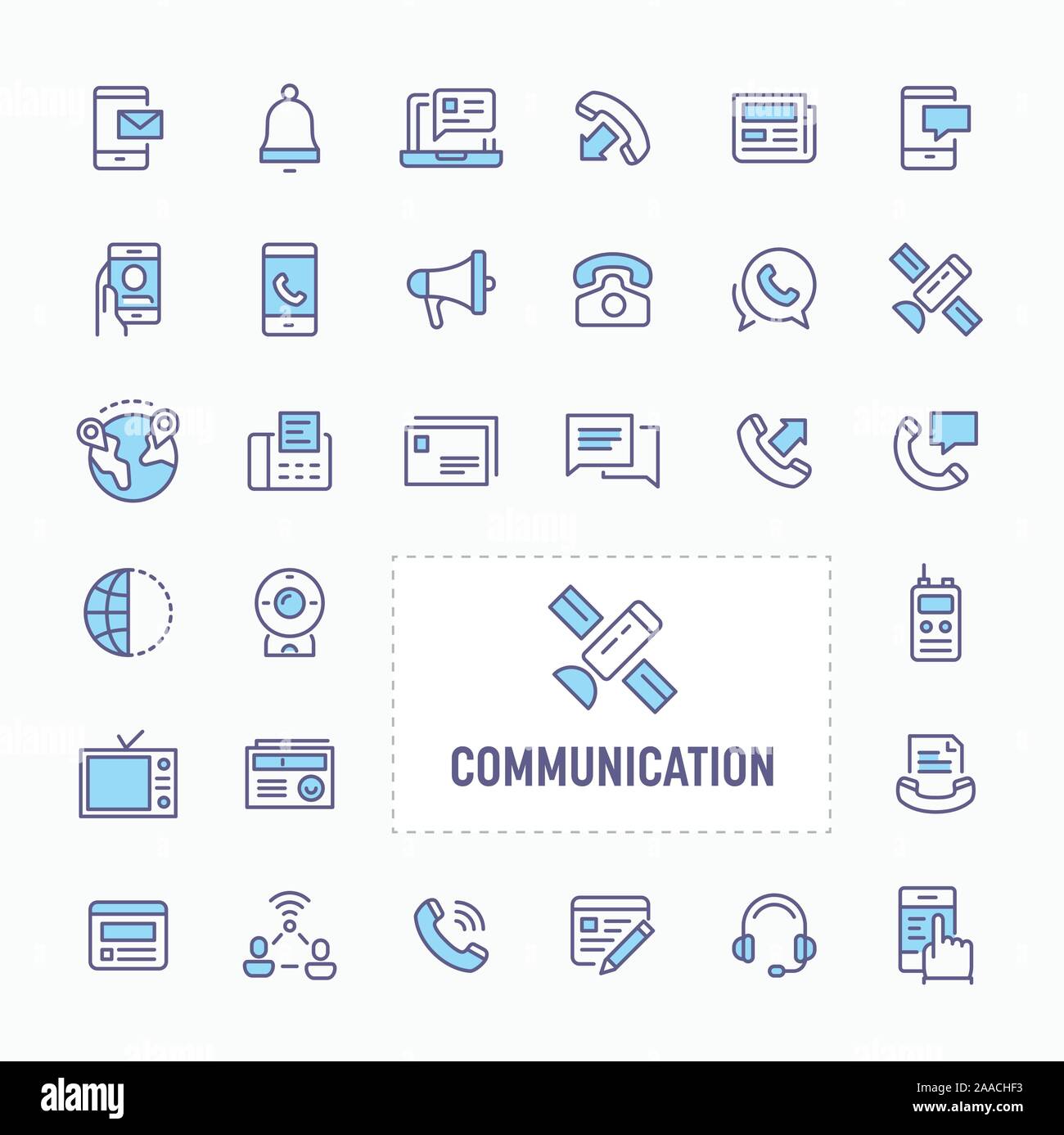 Communication  - thin line website, application & presentation icon. simple and minimal vector icon and illustration collection. Stock Vector