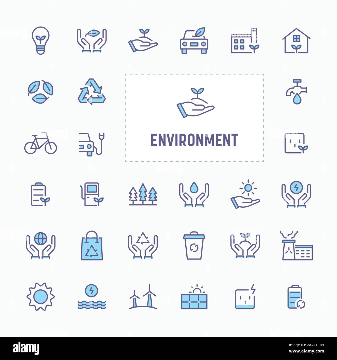 Eco-friendly environment  - thin line website, application & presentation icon. simple and minimal vector icon and illustration collection. Stock Vector