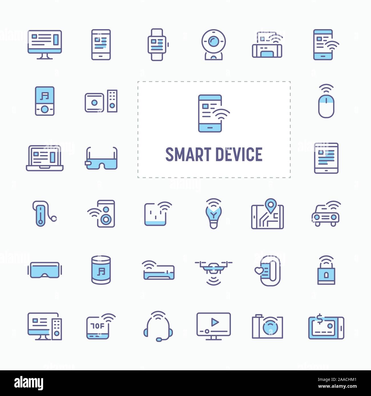 Smart gadget & electronic device - thin line website, application & presentation icon. simple and minimal vector icon and illustration collection. Stock Vector
