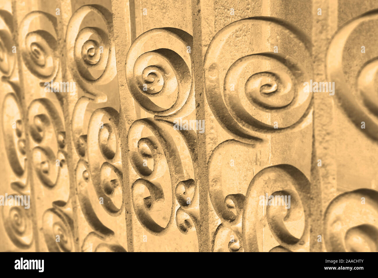 Spiral pattern on a decorative metal gate Stock Photo