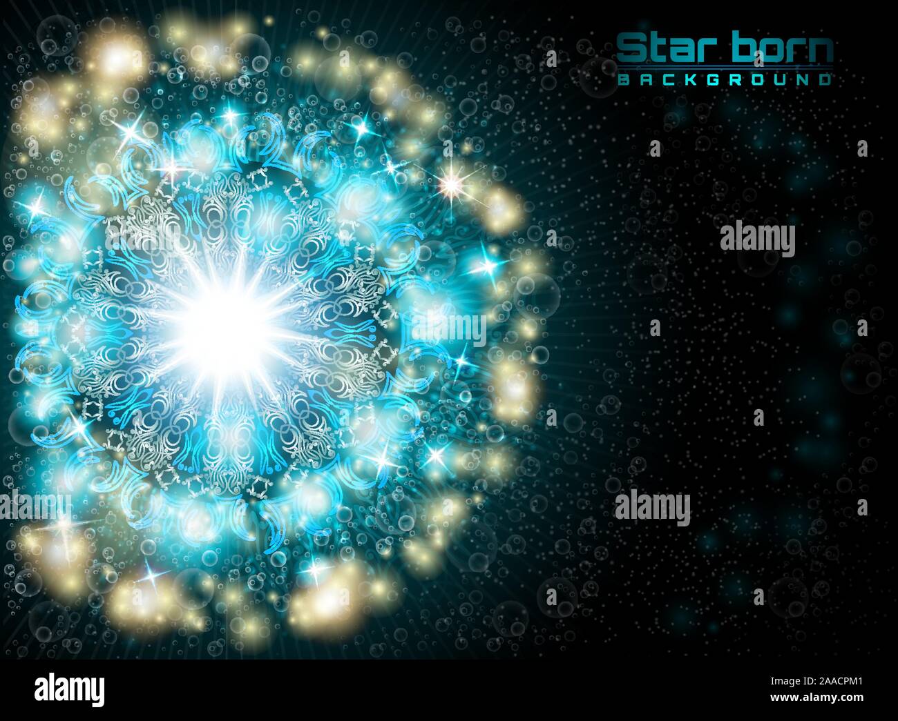 Star born in space with starry sky blue background Stock Vector