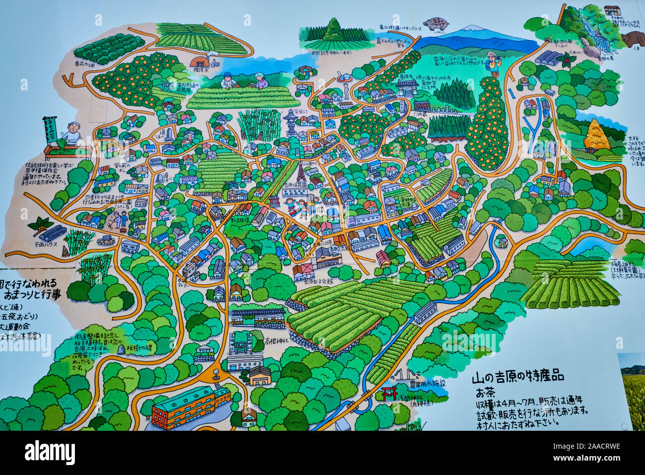 Japan, Honshu, Shizuoka, map of tea fields Stock Photo - Alamy