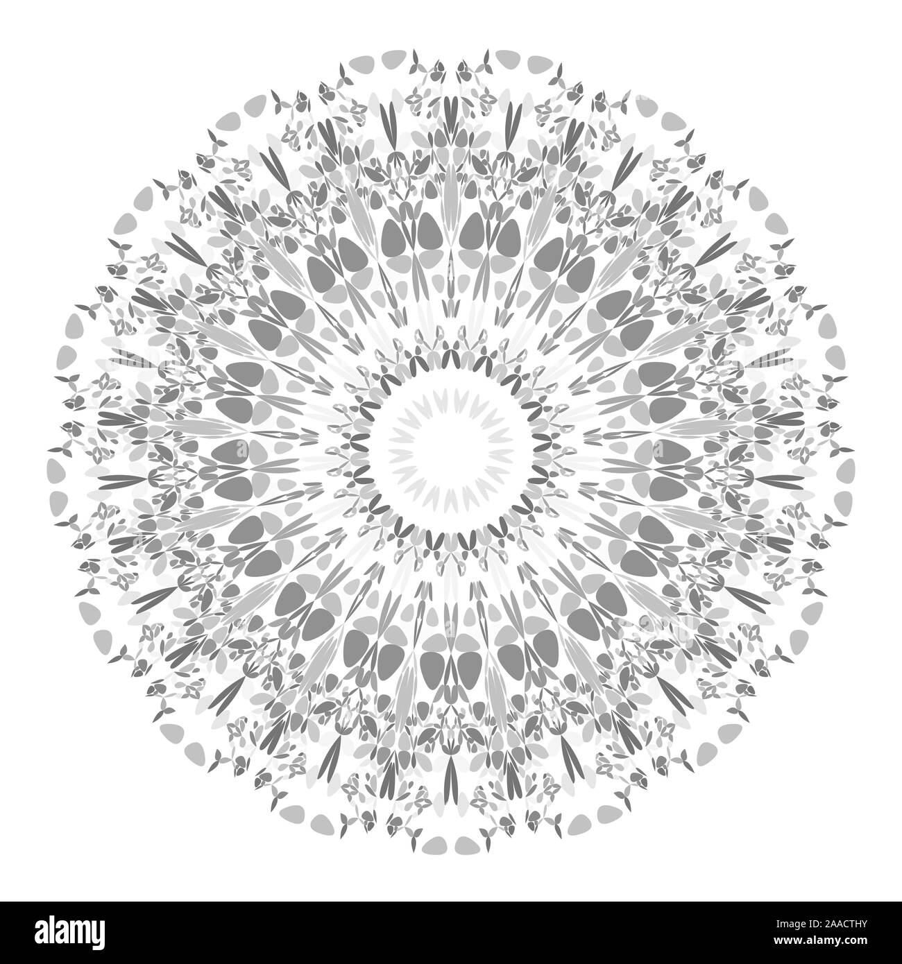 Monochrome floral mandala - abstract circular vector graphic design ...