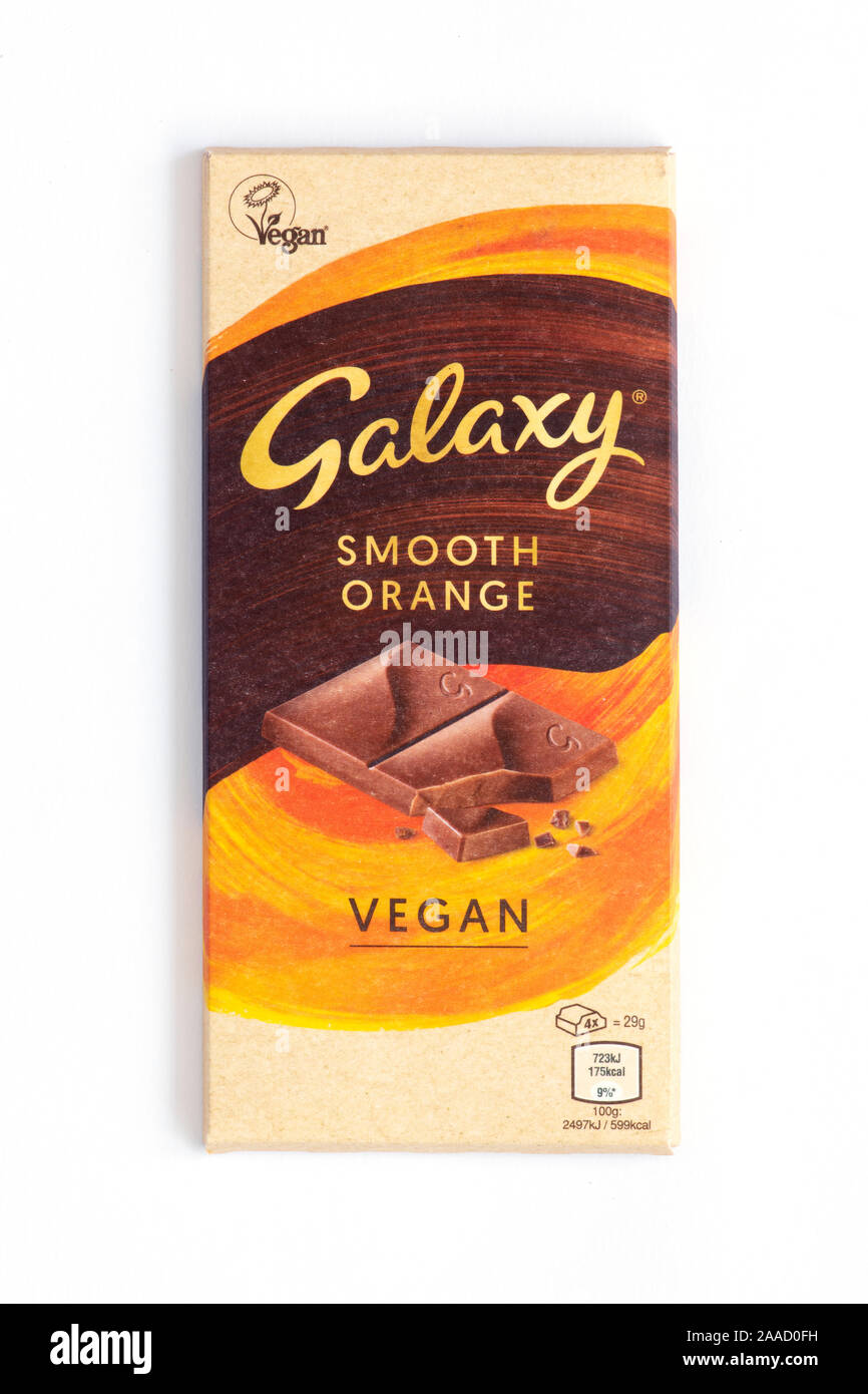 Galaxy Vegan Chocolate. Smooth Orange Bar Stock Photo