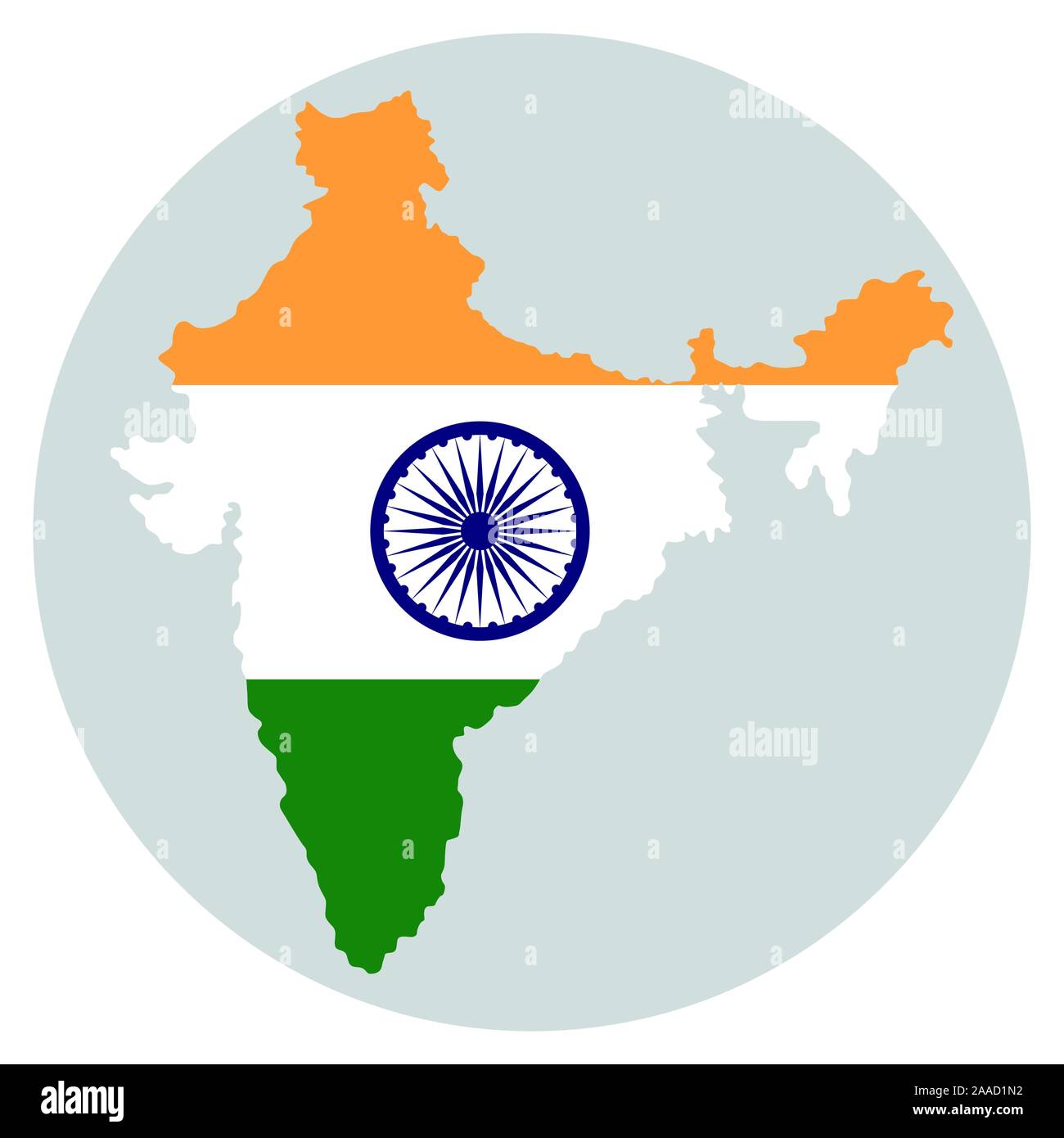 Map of India with indian national flag inside. Vector illustration Stock Vector
