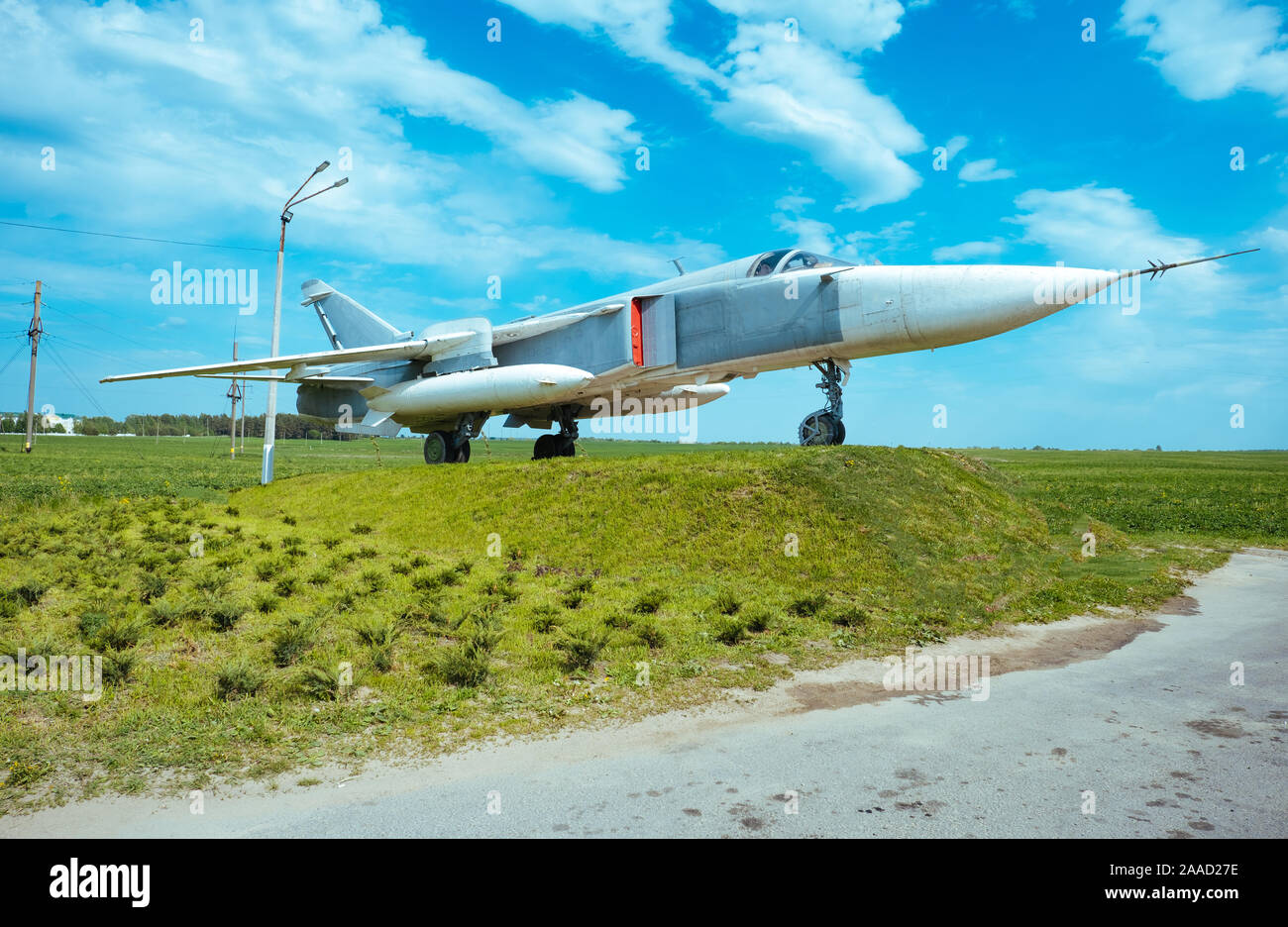 Sukhoi Su 24 supersonic figher jet in Belarus Stock Photo