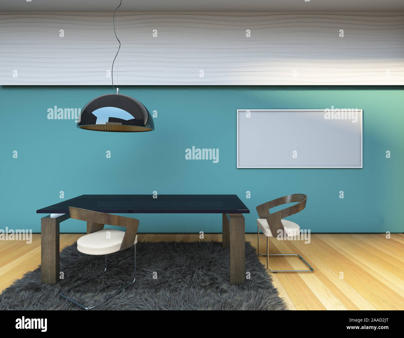 Concept Dining Room Blue Wall Stock Photo - Alamy