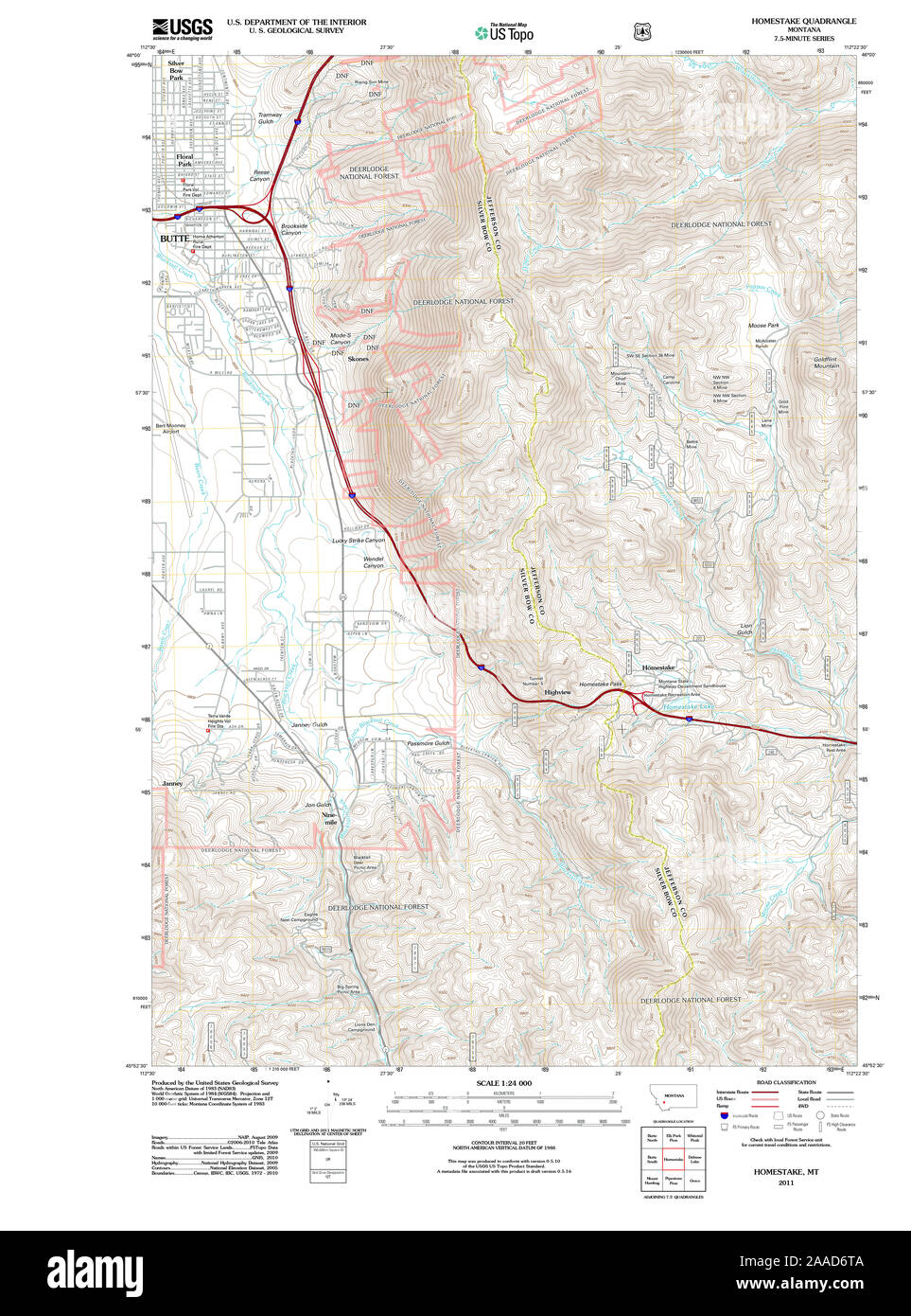 USGS TOPO Map Montana MT Homestake 20110513 TM Restoration Stock Photo