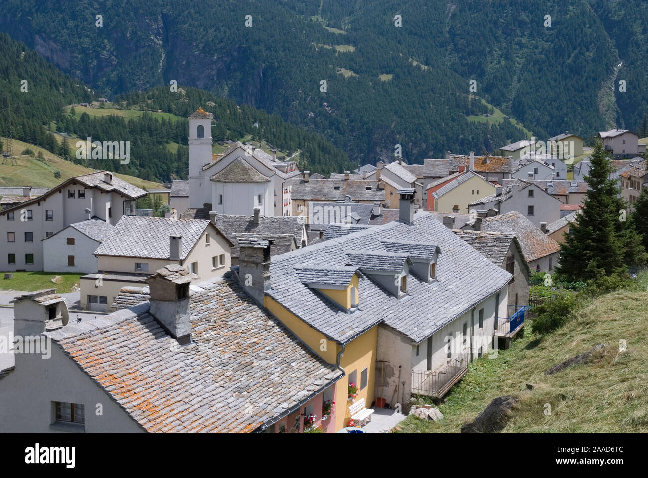 Simplon-Dorf, Wallis, Schweiz Stock Photo