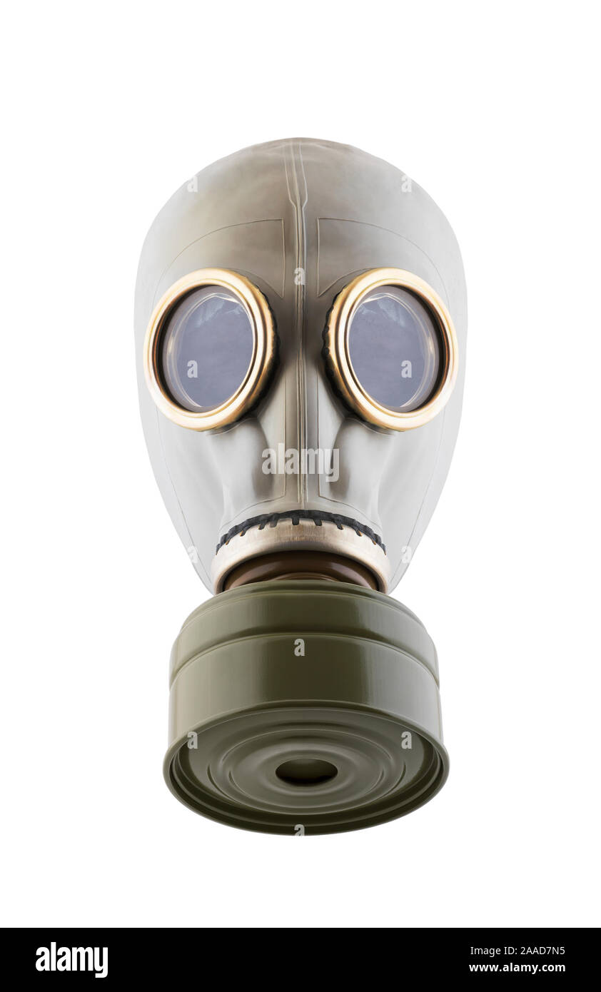Gas mask isolated on white background with clipping path. Environment pollution. Stock Photo