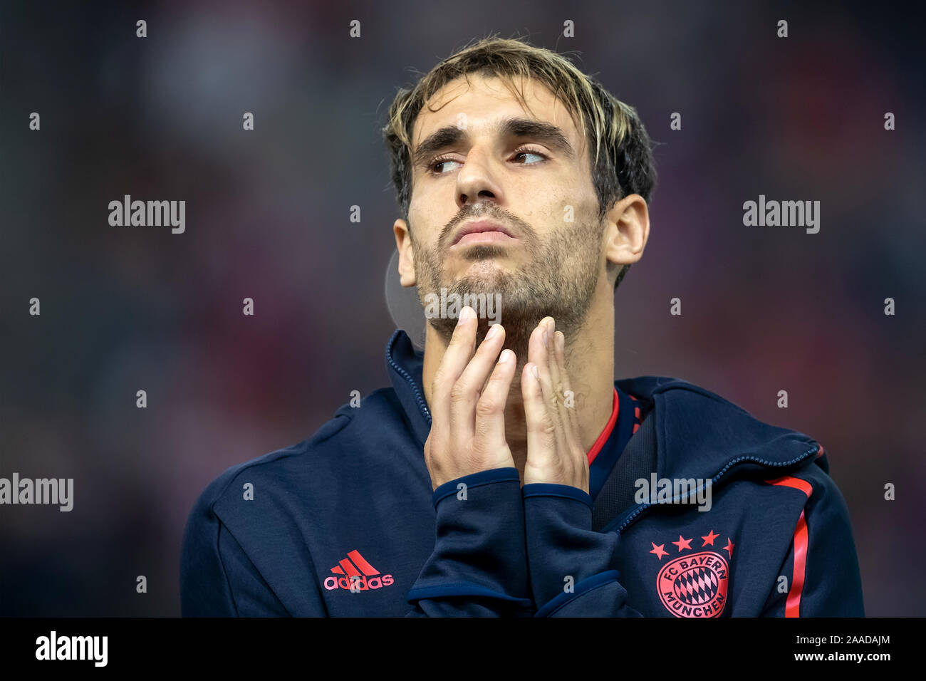 Piraeus, Greece - October 22, 2019: Player of Bayern Javi Martinez in action during the UEFA Champions League game between Olympiacos vs Bayern at Geo Stock Photo