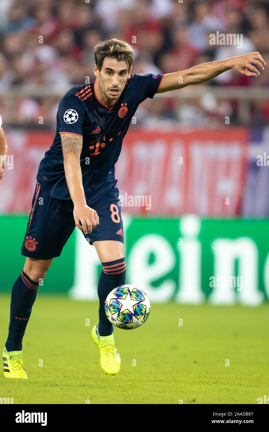 Piraeus, Greece - October 22, 2019: Player of Bayern Javi Martinez in action during the UEFA Champions League game between Olympiacos vs Bayern at Geo Stock Photo