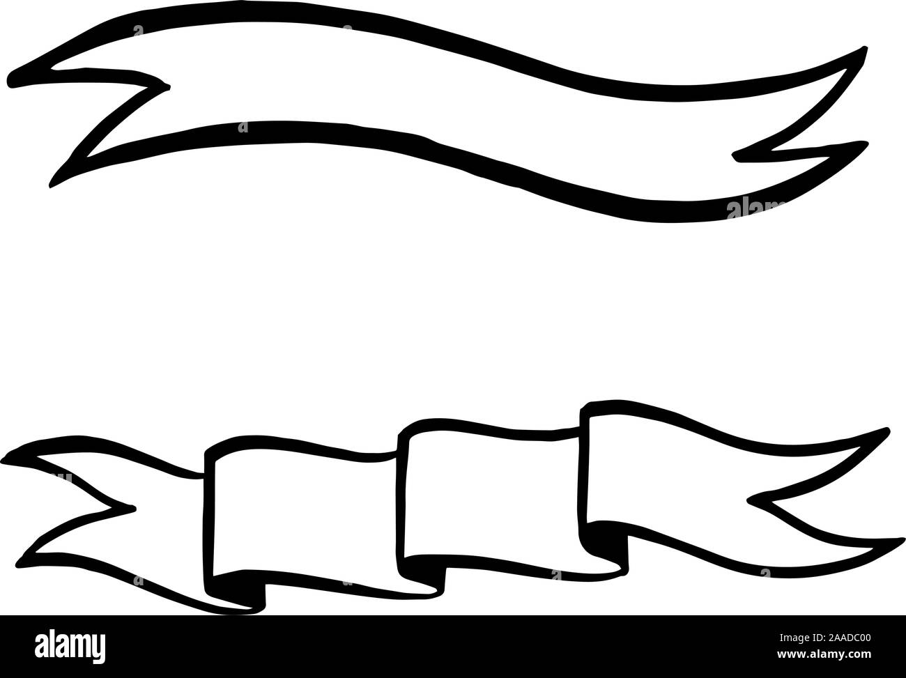 Vector Ribbons set. Black and white engraved ink art. Isolated ribbon