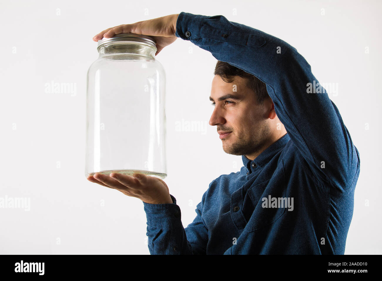 Man holding up empty glass hi-res stock photography and images - Page 2 -  Alamy