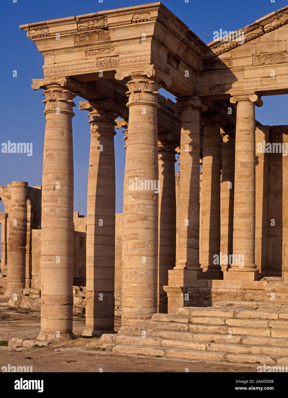 Ancient Assyria: the temple at Hatra (al-Hadr) northern Iraq, 2nd Century BC. Iraq. In 2014 Hatra was taken over by Islamic State militants and much of the site was destroyed in 2015. Stock Photo