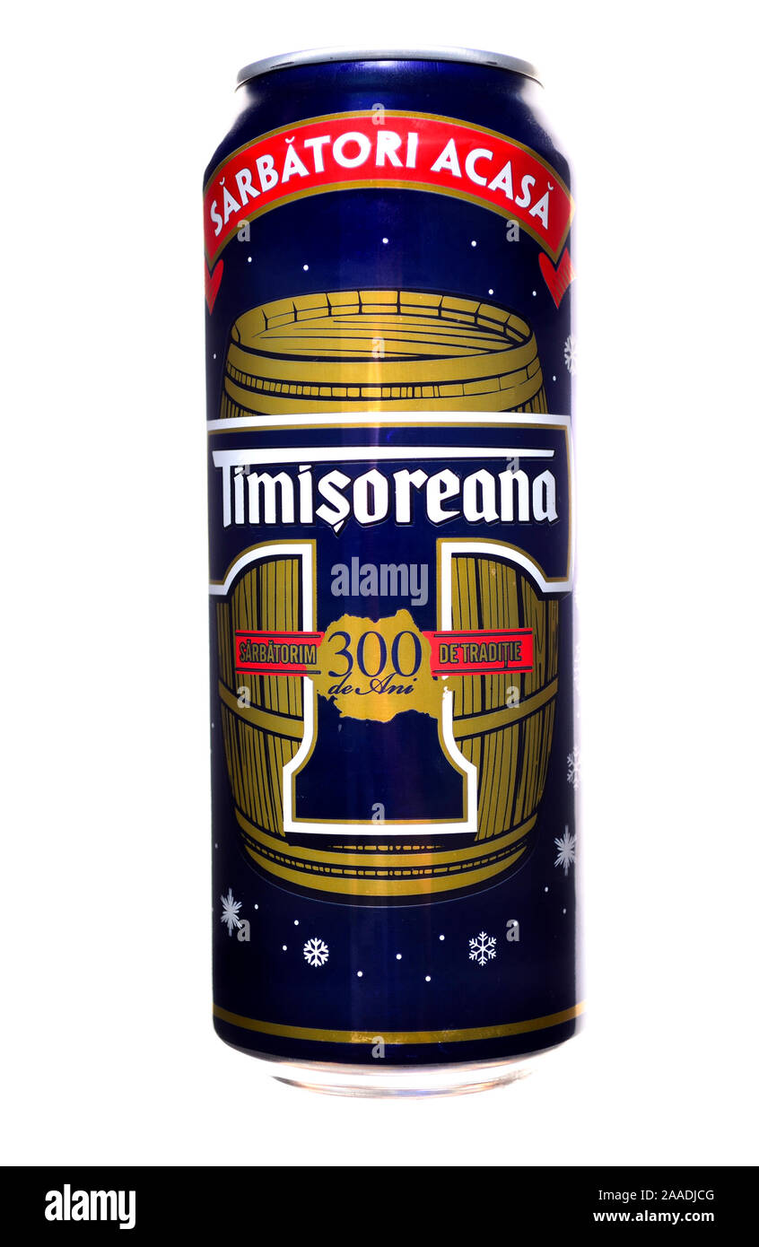 Romanian beer can - Timisoreana lager Stock Photo