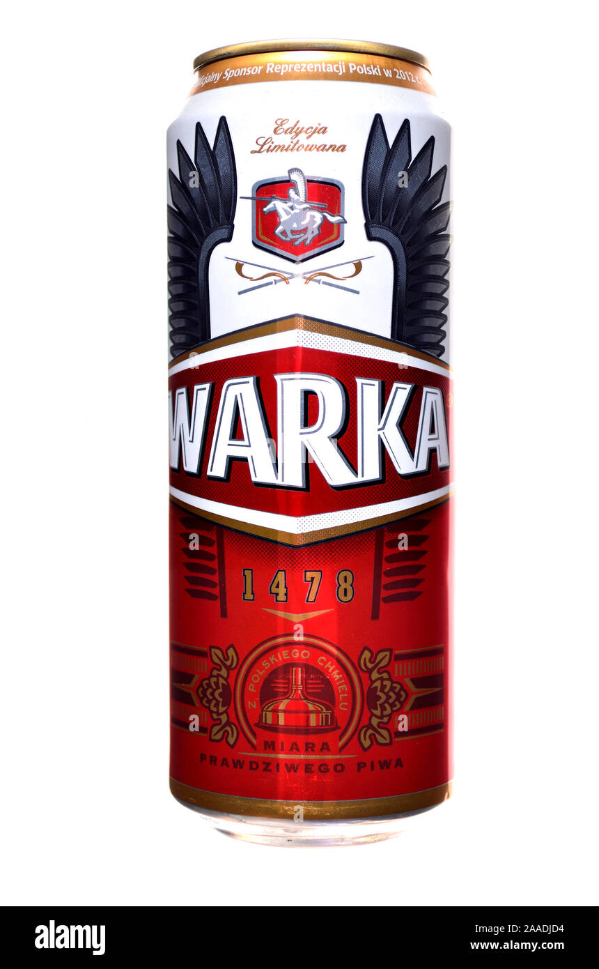 Polish beer can Warka lager Stock Photo Alamy