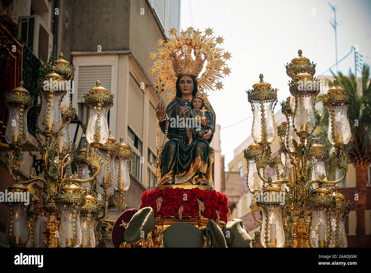 Spain Algemesì (Valencia) Feast of the Mare de Deu de la Salut: Madonna of health carried in procession Stock Photo