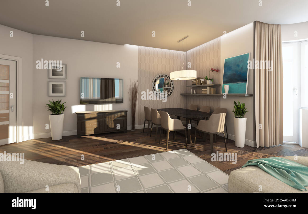 3d render dining table hi-res stock photography and images - Alamy