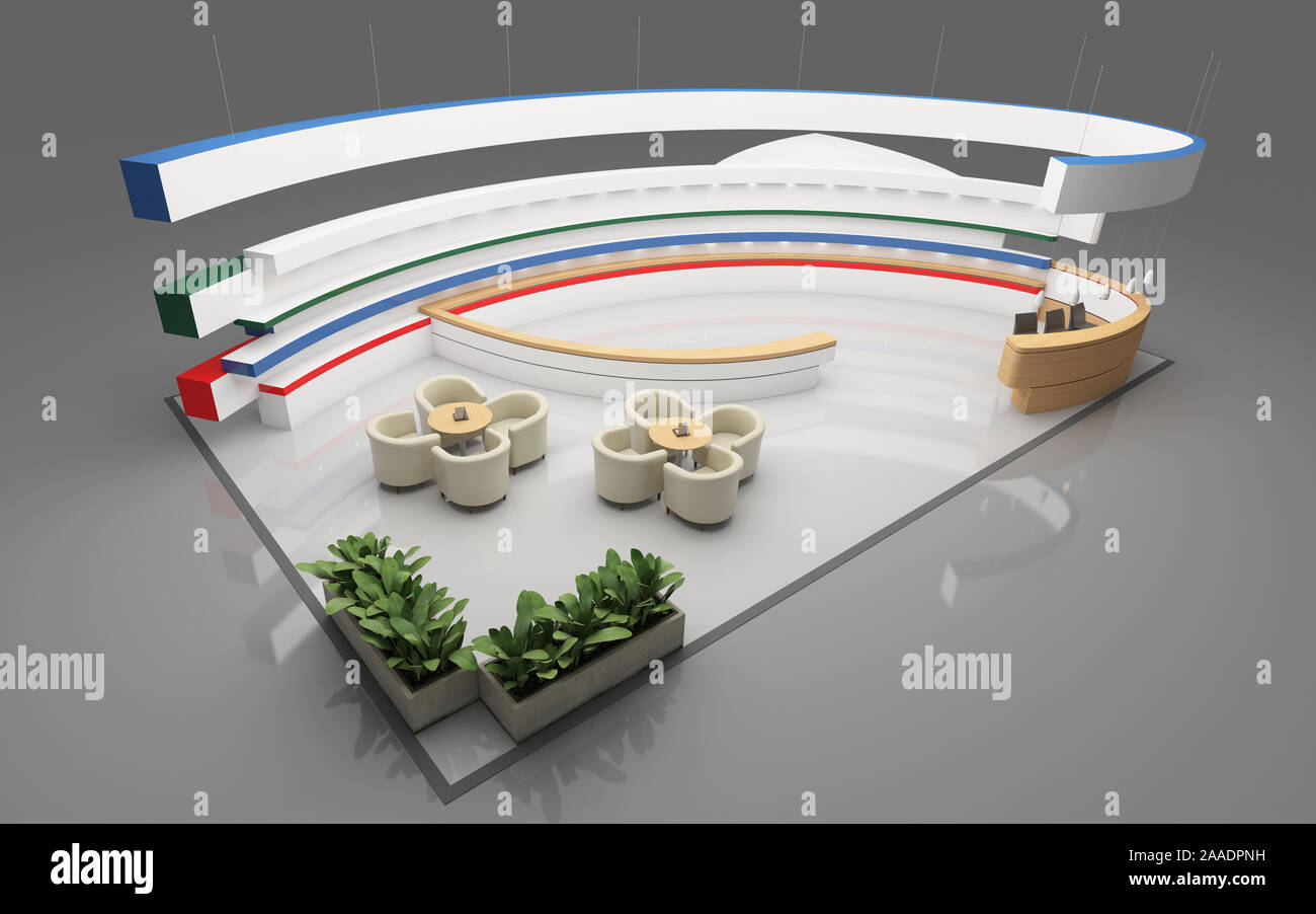 Exhibition Stand with round shape Stock Photo - Alamy