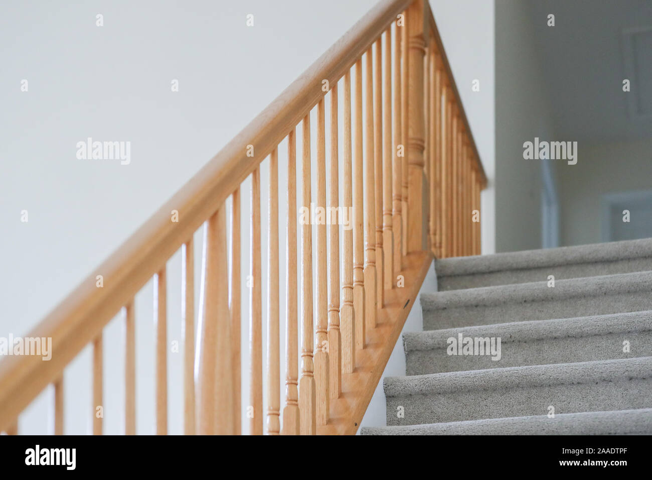 Wooden Stairs Stair Handrail Closeup Image Stock Photo