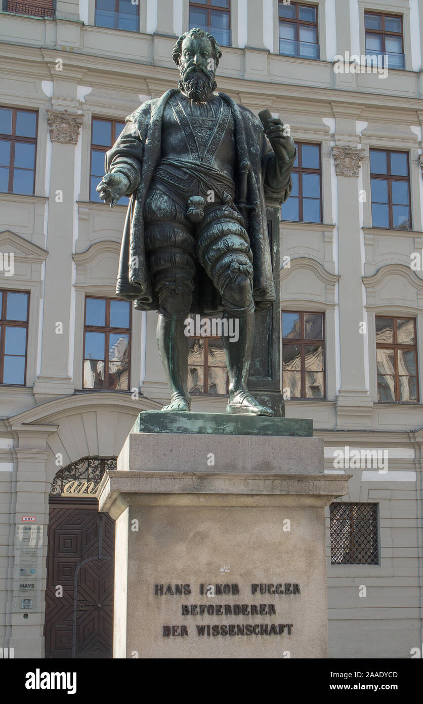 Statue of Hans Jakob Fugger (otherwise Johann Jakob Fugger), Augsburg, Bavaria, Germany Stock Photo