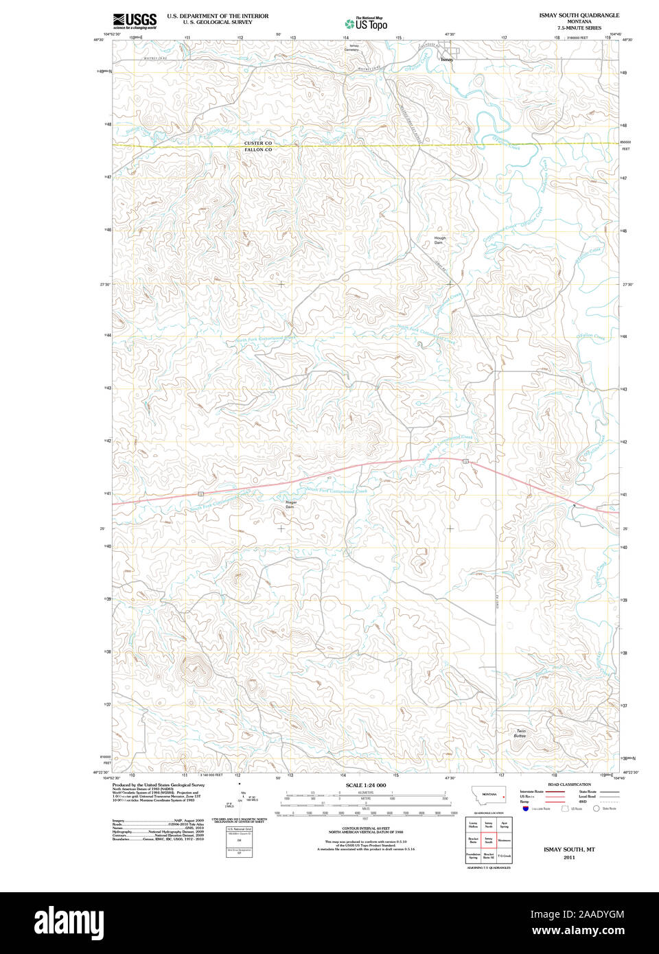 USGS TOPO Map Montana MT Ismay South 20110609 TM Restoration Stock Photo