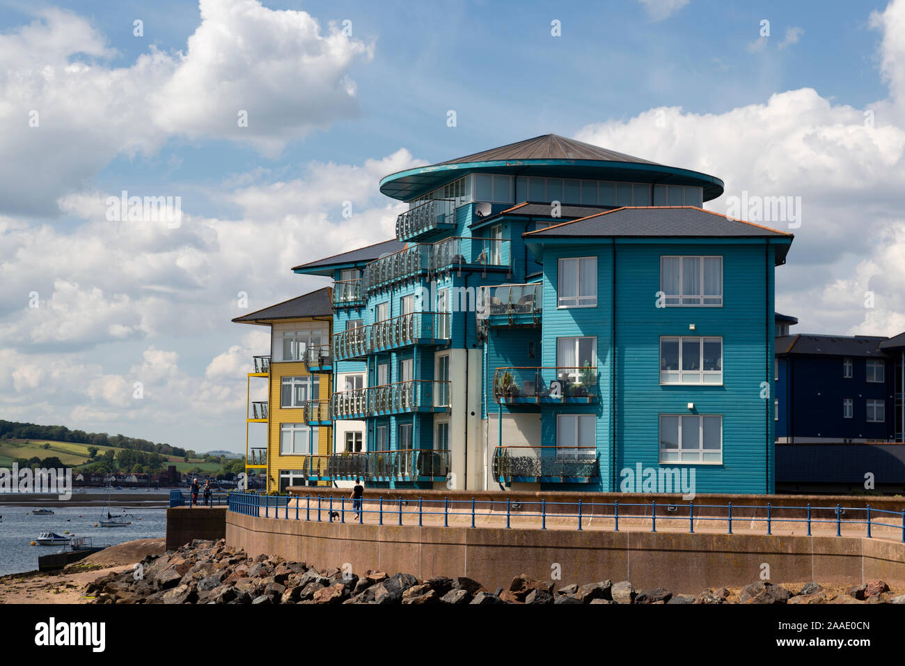 Apartments overlooking the sea and estuary, Exmouth, Devon, England, UK
