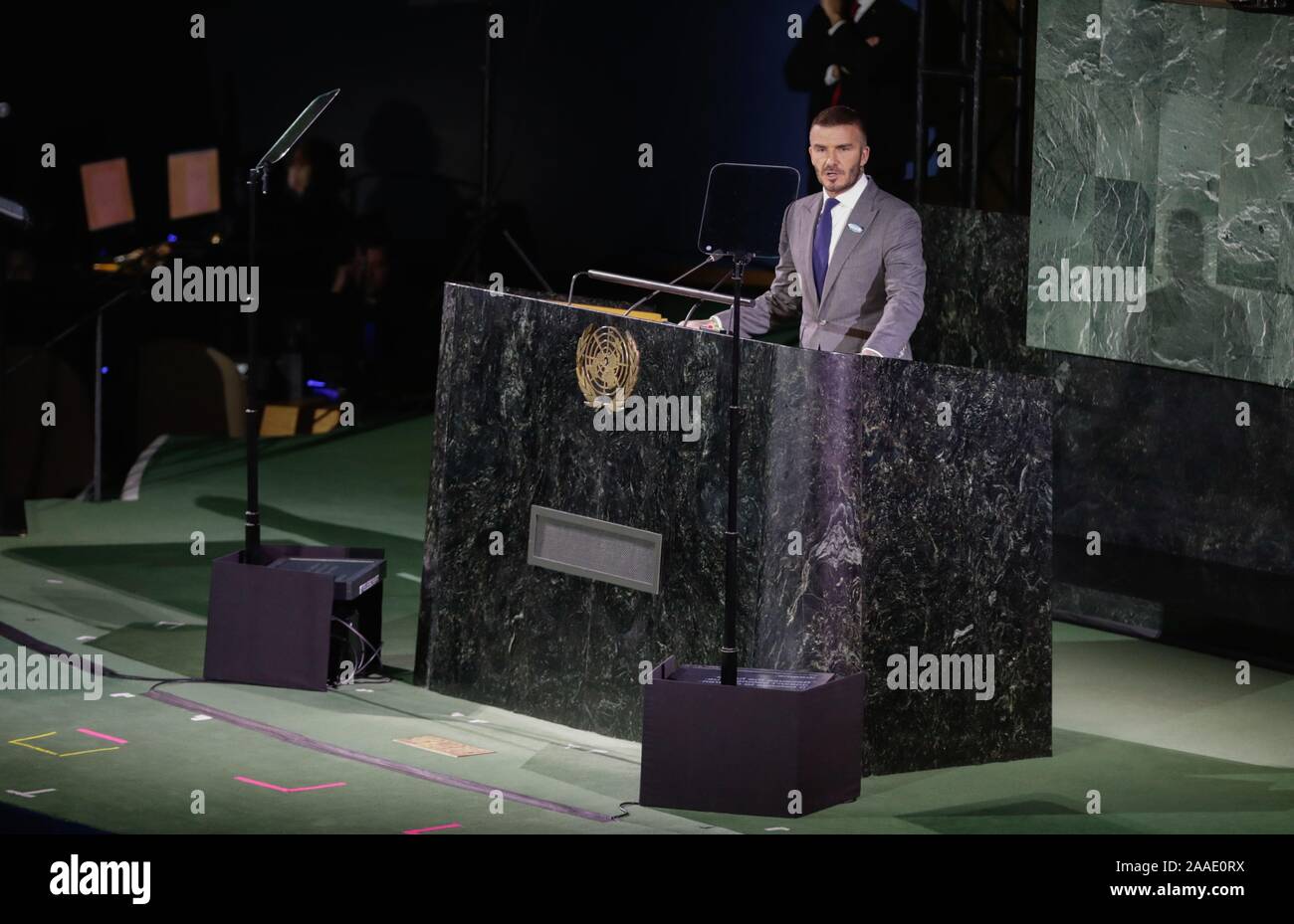 United Nations, New York, USA, November 20, 2019 - David Beckham, Goodwill Ambassador for UNICEF, at the high-level meeting of the General Assembly on the occasion of the thirtieth anniversary of the adoption of the Convention on the Rights of the Child today at the UN Headquarters in New York.Photo: Luiz Rampelotto/EuropaNewswire PHOTO CREDIT MANDATORY. | usage worldwide Stock Photo