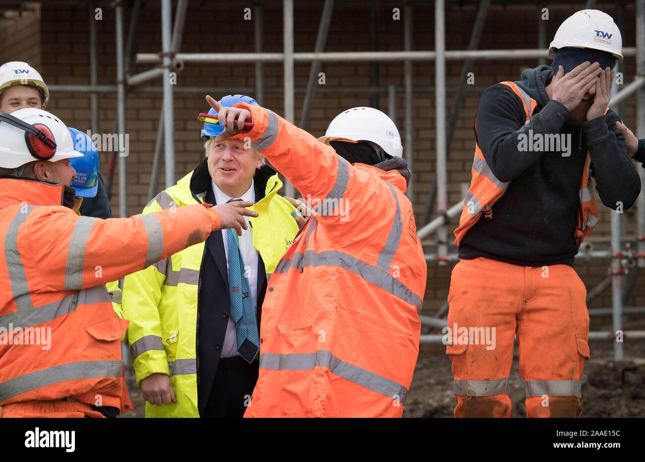 Prime Minister Boris Johnson (centre left) during a visit to David