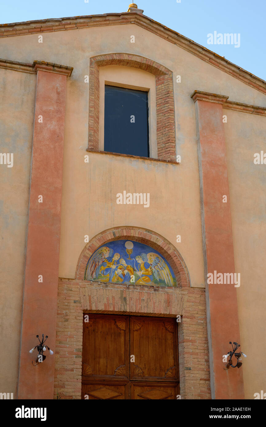 Chiesa del Corpus Domini church exterior in Montalcino in the province of Siena, Tuscany, central Italy. Stock Photo