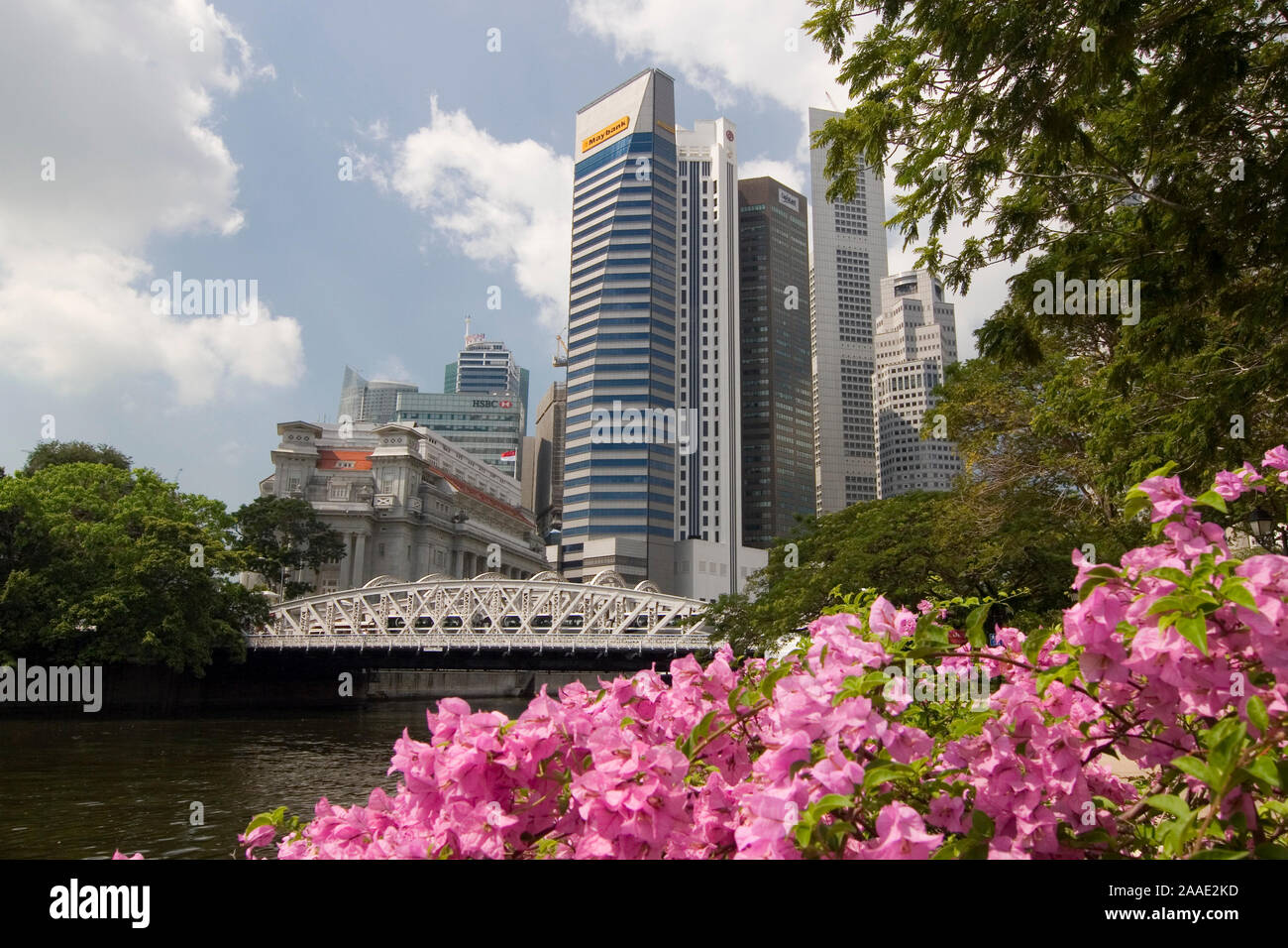 Finanzdistrikt in Singapur, Asien, mit Gebäuden der Maybank und der HSBC Stock Photo