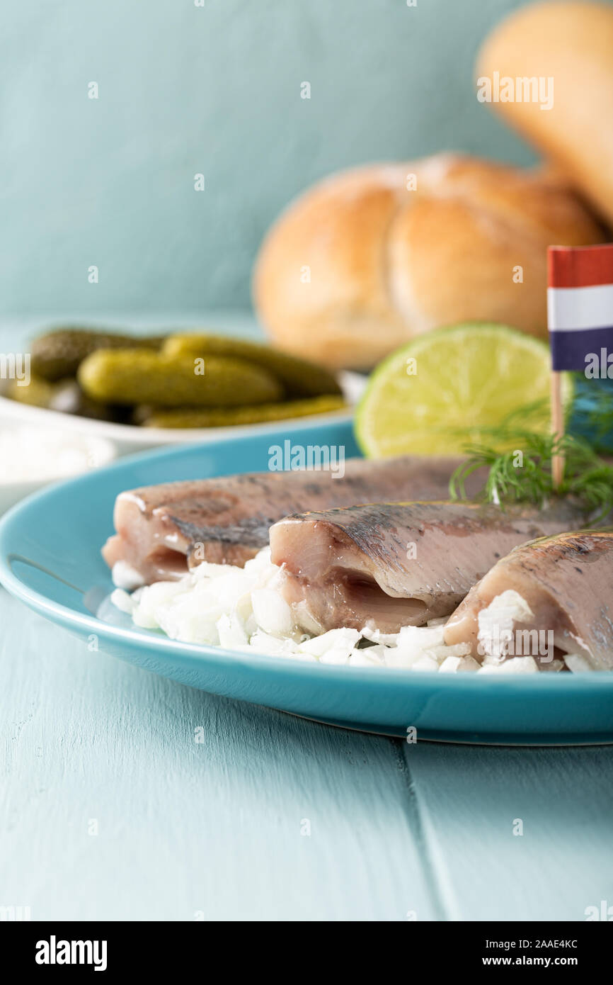 Traditional dutch food herring fish Stock Photo Alamy